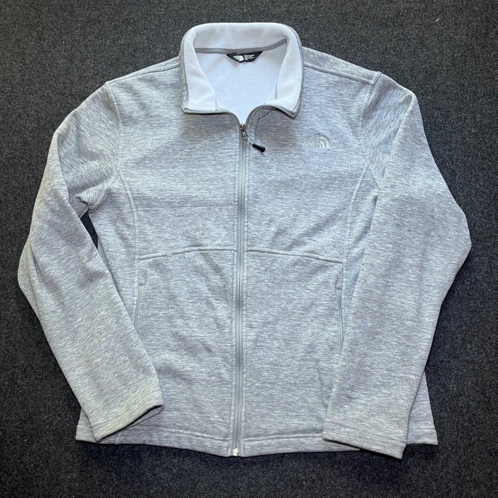 The North Face Fleece Jacket Mens Large Gray Excellent Full Zip Mock Neck - Picture 4 of 7